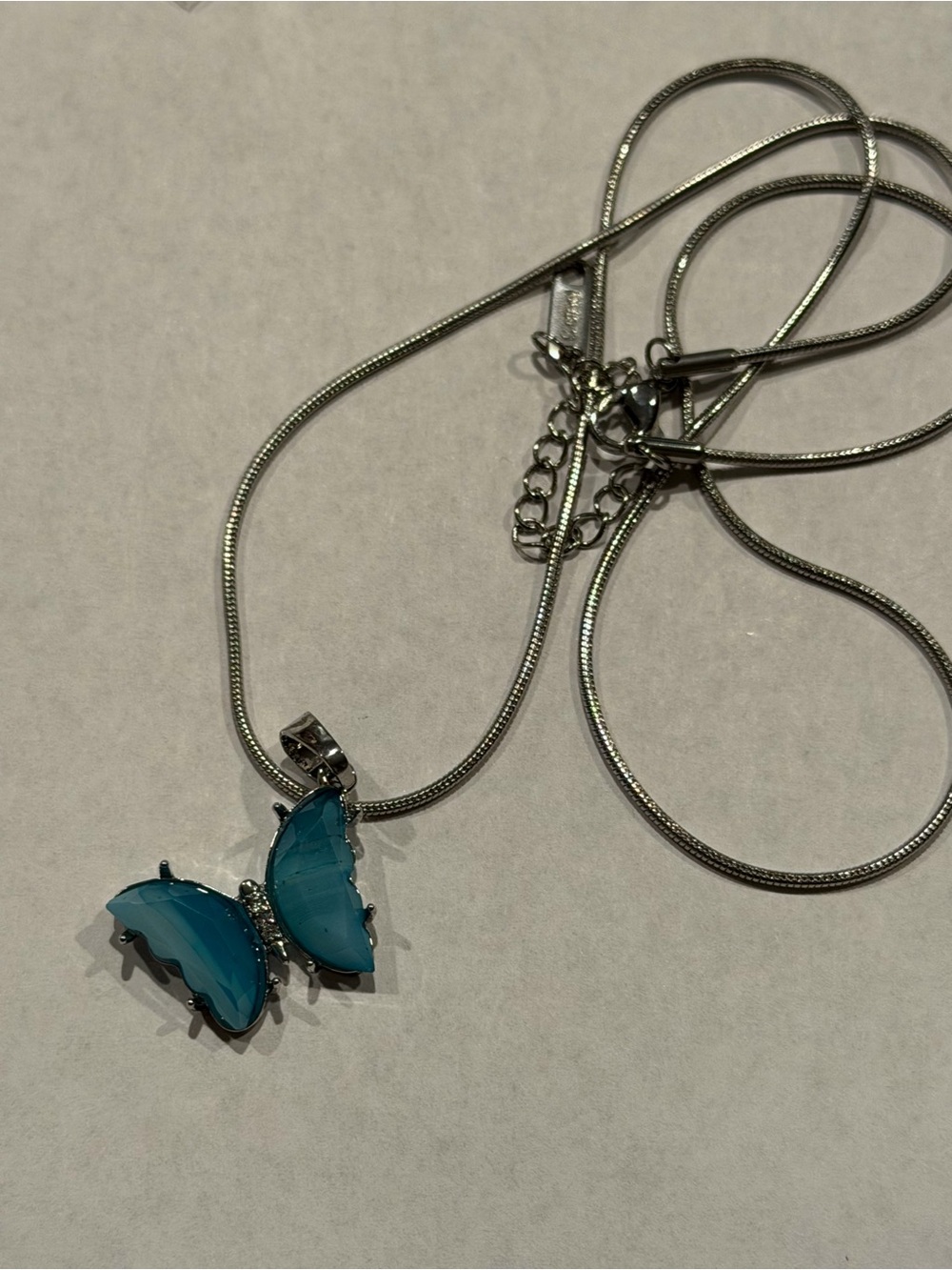 Blue Agate Butterfly Pendant Necklace - Women's Jewelry